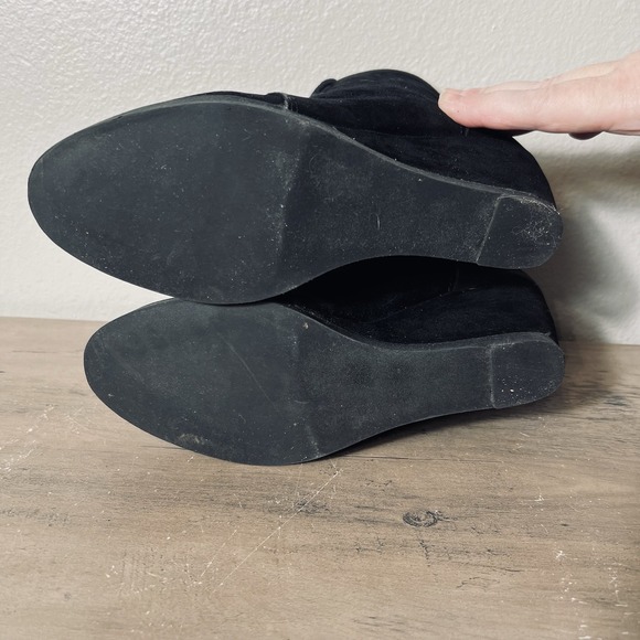 Madden Girl Black Suede Lace-Up Wedge Ankle Booties Women's Size 7 SEE PHOTOS - Picture 6 of 10